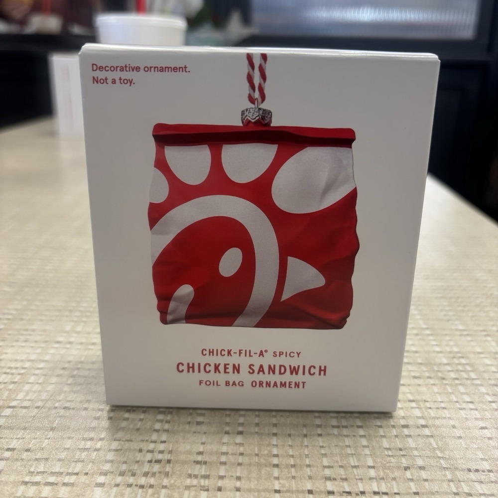 Chick-fil-A Spicy‎ Chicken Sandwich Foil Bag Ornament 2025 Limited Edition